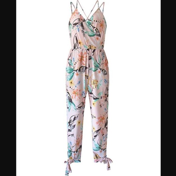 BCBGeneration Pants - NWOT BCBGeneration Floral Bow Tie Jumpsuit Stretch